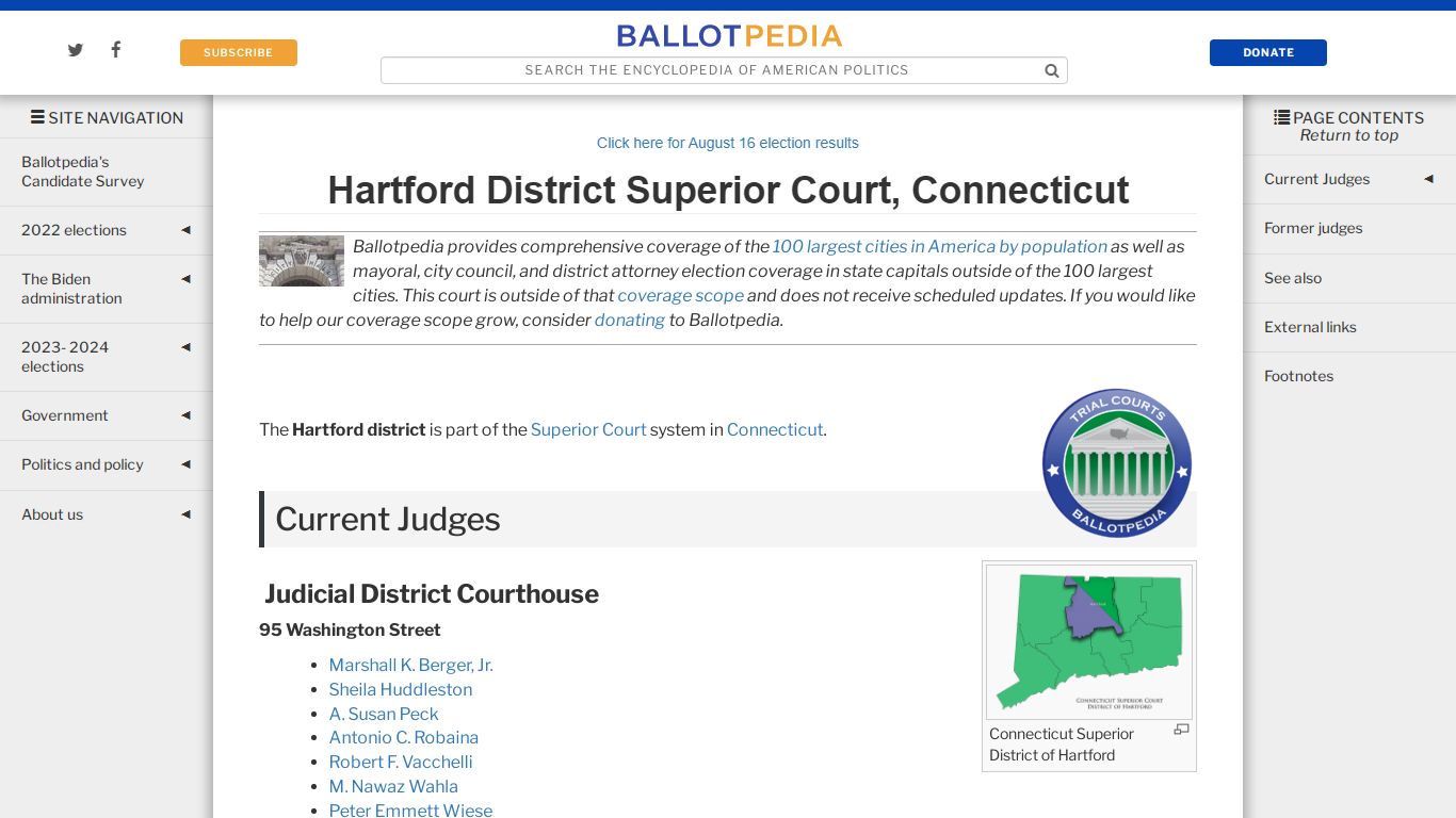 Hartford District Superior Court, Connecticut - Ballotpedia